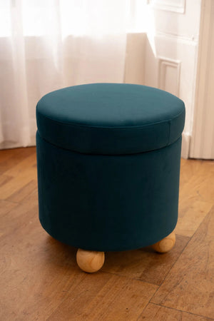 Carraig Donn Petrol Blue Velvet Storage Stool