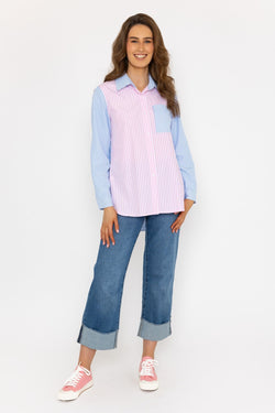 Carraig Donn Pink and Blue Stripe Shirt