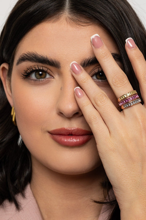 Pink Baguette Style Ring - Size 8