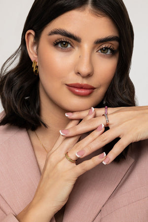 Carraig Donn Pink Baguette Style Ring - Size 8