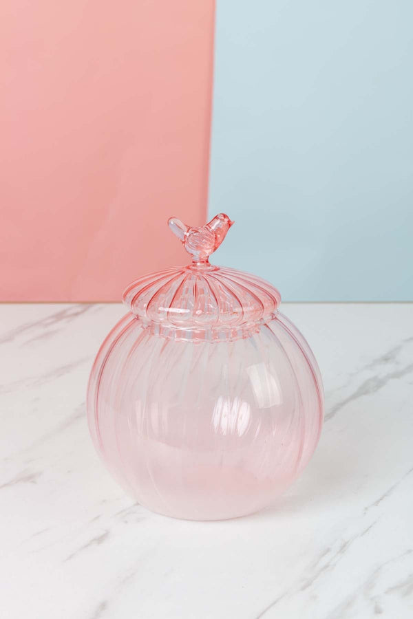 Carraig Donn Pink Bird Jar With Lid