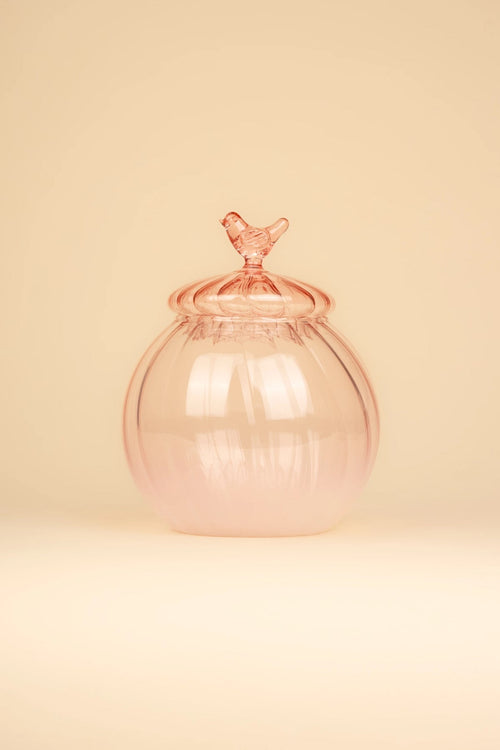 Pink Bird Jar With Lid