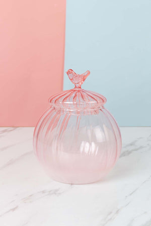Pink Bird Jar With Lid