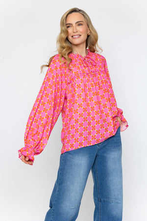 Carraig Donn Pink Boho Long Sleeve Blouse