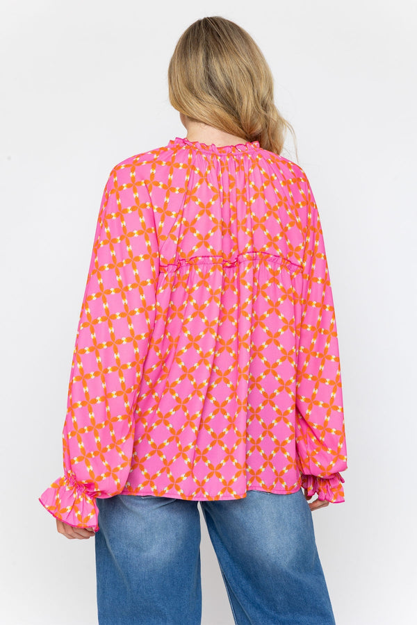 Carraig Donn Pink Boho Long Sleeve Blouse