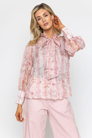 Carraig Donn Pink Bow Neck Blouse