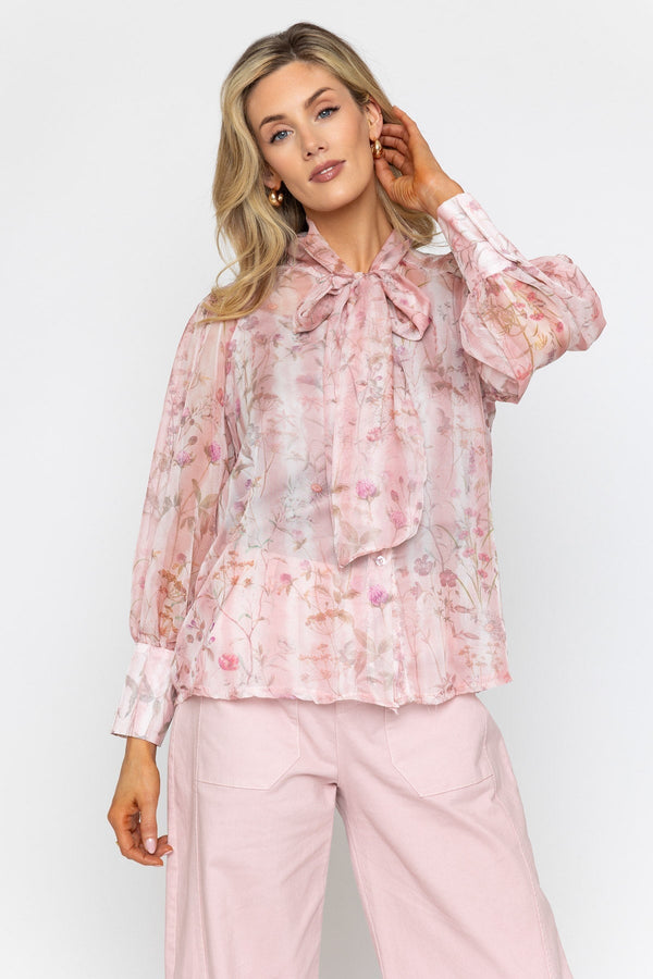 Carraig Donn Pink Bow Neck Blouse