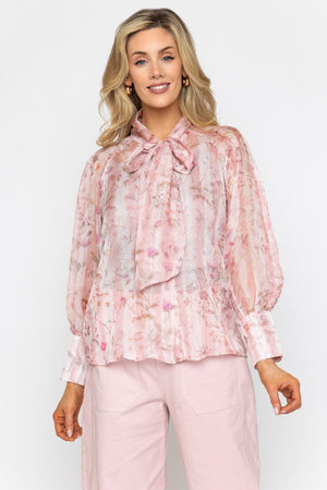 Carraig Donn Pink Bow Neck Blouse