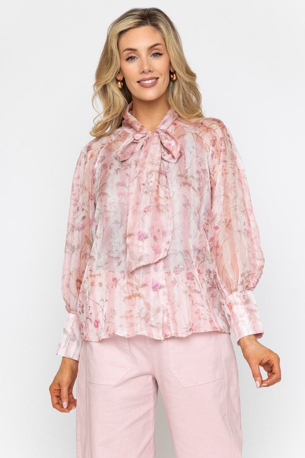 Carraig Donn Pink Bow Neck Blouse