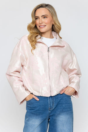 Carraig Donn Pink Brocade Zip Up Jacket