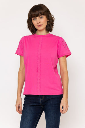 Carraig Donn Pink Broderie Anglaise Cotton Top