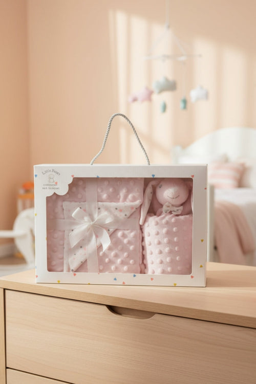 Pink Bunny Comforter & Blanket Gift Box