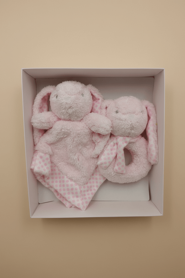 Carraig Donn Pink Bunny Comforter & Rattle Gift Box