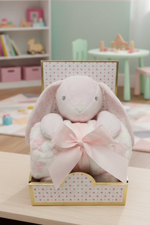 Pink Bunny With Blanket