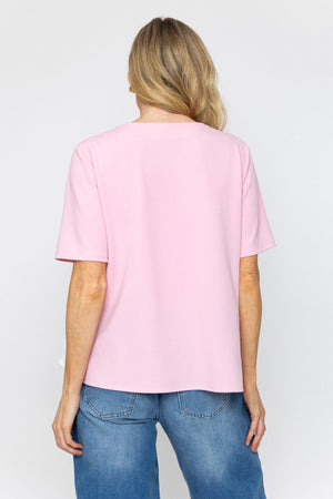 Carraig Donn Pink Button Down Contrast Top