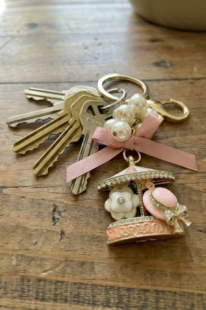 Carraig Donn Pink Carousel Shaped Keyring