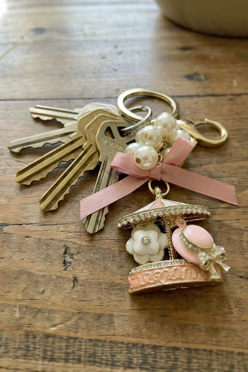 Pink Carousel Shaped Keyring