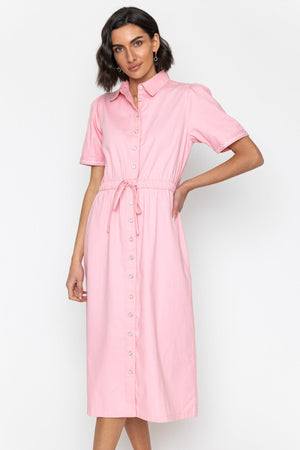 Carraig Donn Pink Chambray Shirt Midi Dress