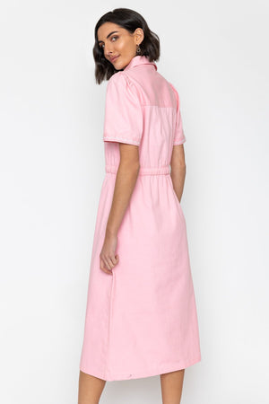 Carraig Donn Pink Chambray Shirt Midi Dress