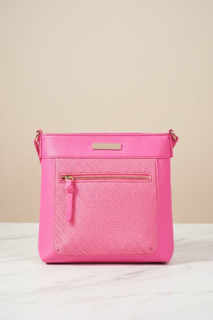 Carraig Donn Pink Classic Crossbody Bag With Woven Pocket