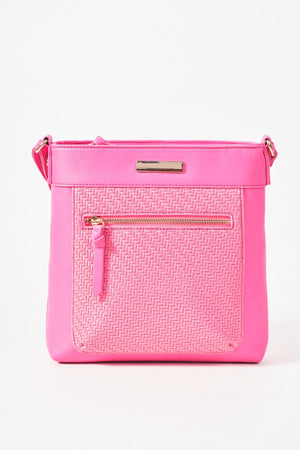 Carraig Donn Pink Classic Crossbody Bag With Woven Pocket