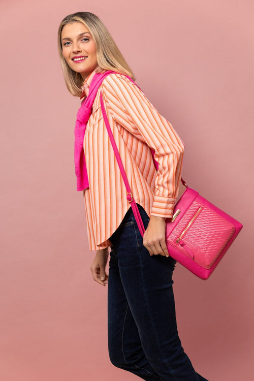 Carraig Donn Pink Classic Crossbody Bag With Woven Pocket