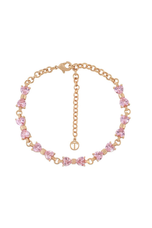Pink Crystal Bow Gold Bracelet