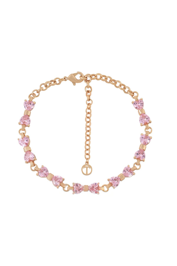 Carraig Donn Pink Crystal Bow Gold Bracelet