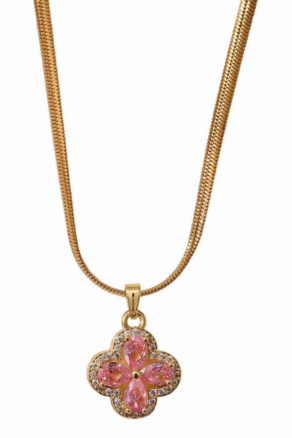 Carraig Donn Pink Crystal Clover Pendant