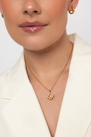 Carraig Donn Pink Crystal Clover Pendant Necklace