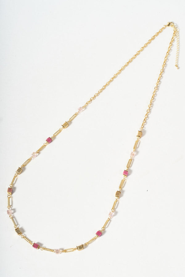 Carraig Donn Pink Cube Beaded Necklace