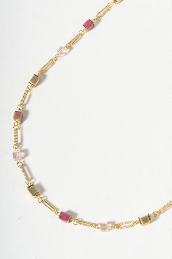Carraig Donn Pink Cube Beaded Necklace
