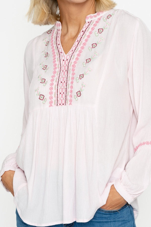 Carraig Donn Pink Embroidered Top