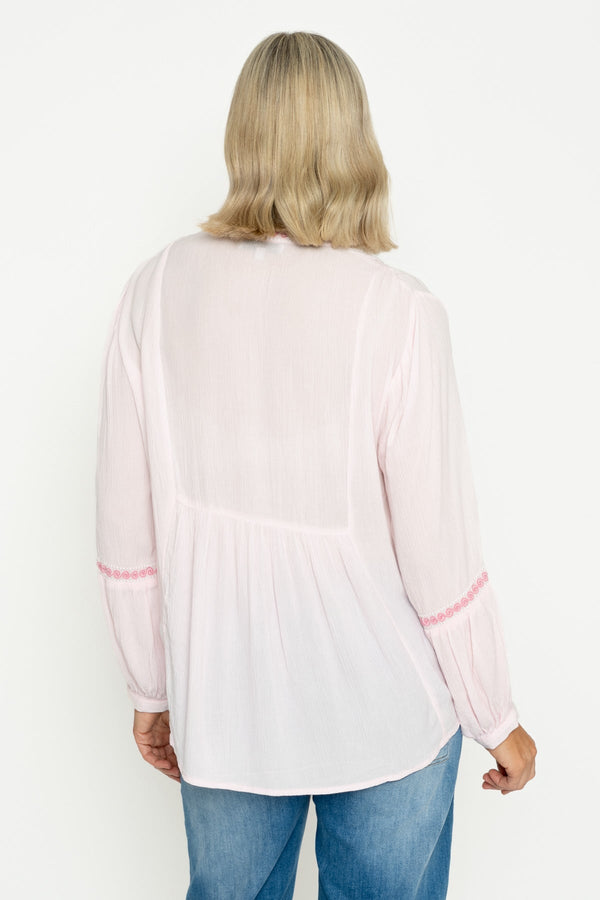 Carraig Donn Pink Embroidered Top