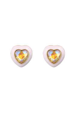 Carraig Donn Pink Enamel Heart Stud Earrings