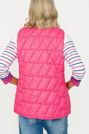 Carraig Donn Pink Fancy Quilt Gilet With Contrast Binding
