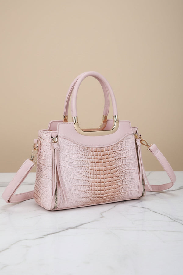 Carraig Donn Pink Faux Croc Metallic Tote Bag
