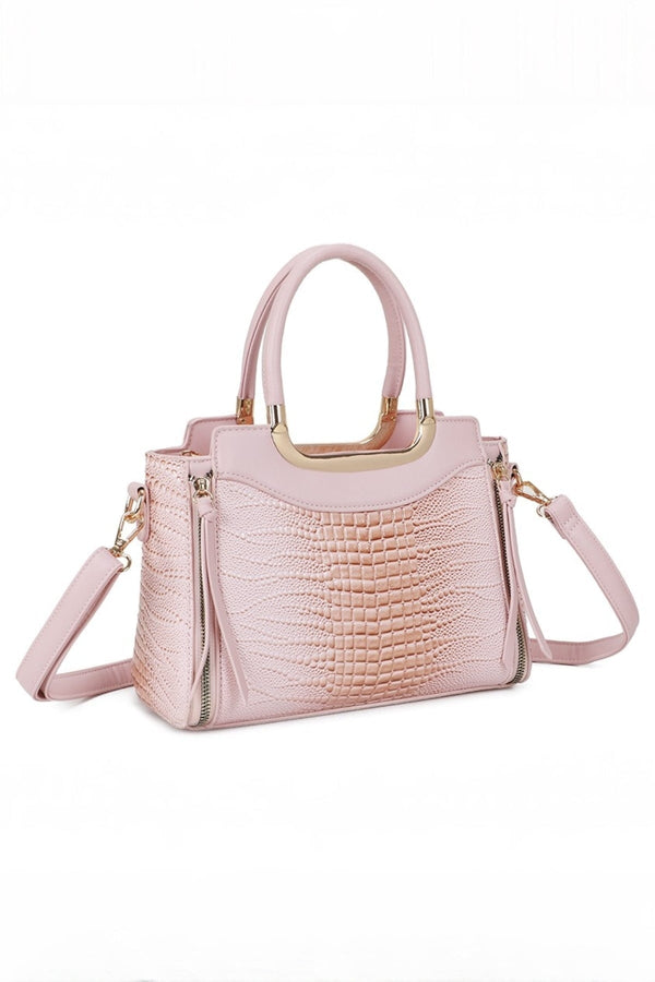 Carraig Donn Pink Faux Croc Metallic Tote Bag