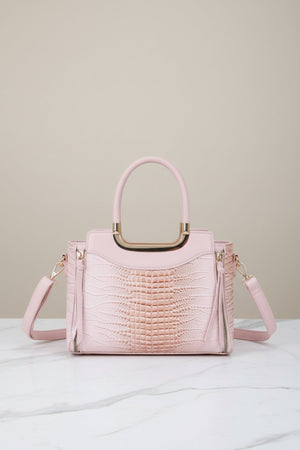 Carraig Donn Pink Faux Croc Metallic Tote Bag