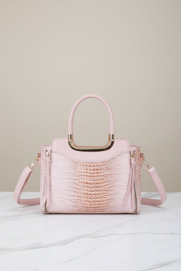 Carraig Donn Pink Faux Croc Metallic Tote Bag