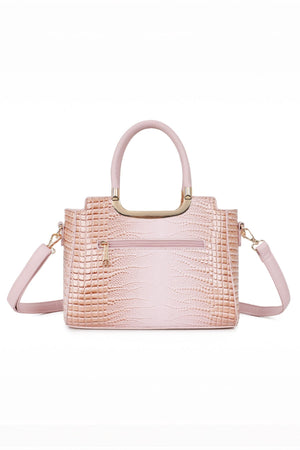 Carraig Donn Pink Faux Croc Metallic Tote Bag