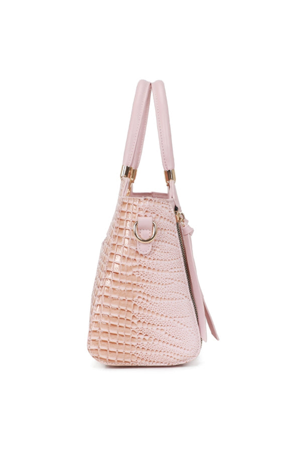 Carraig Donn Pink Faux Croc Metallic Tote Bag