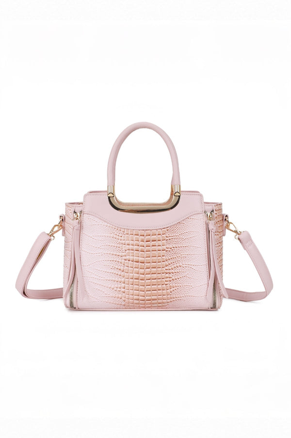Carraig Donn Pink Faux Croc Metallic Tote Bag