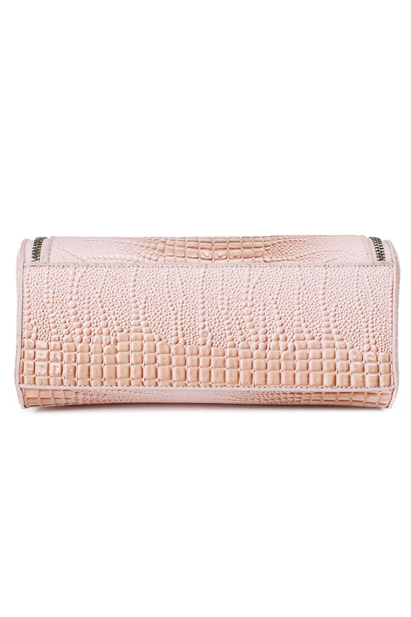 Carraig Donn Pink Faux Croc Metallic Tote Bag