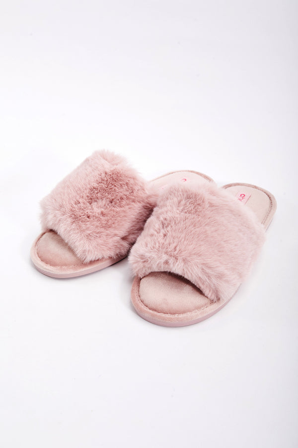Carraig Donn Pink Faux Fur Slippers