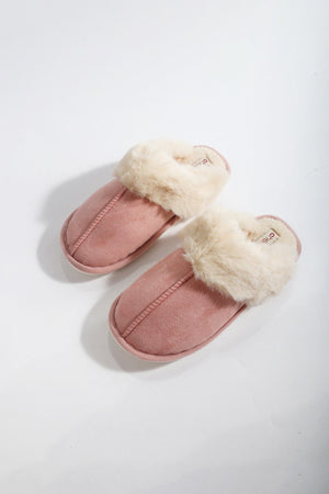 Carraig Donn Pink Faux Suede Mule Slippers