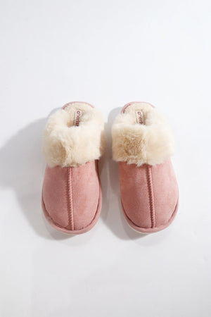 Carraig Donn Pink Faux Suede Mule Slippers
