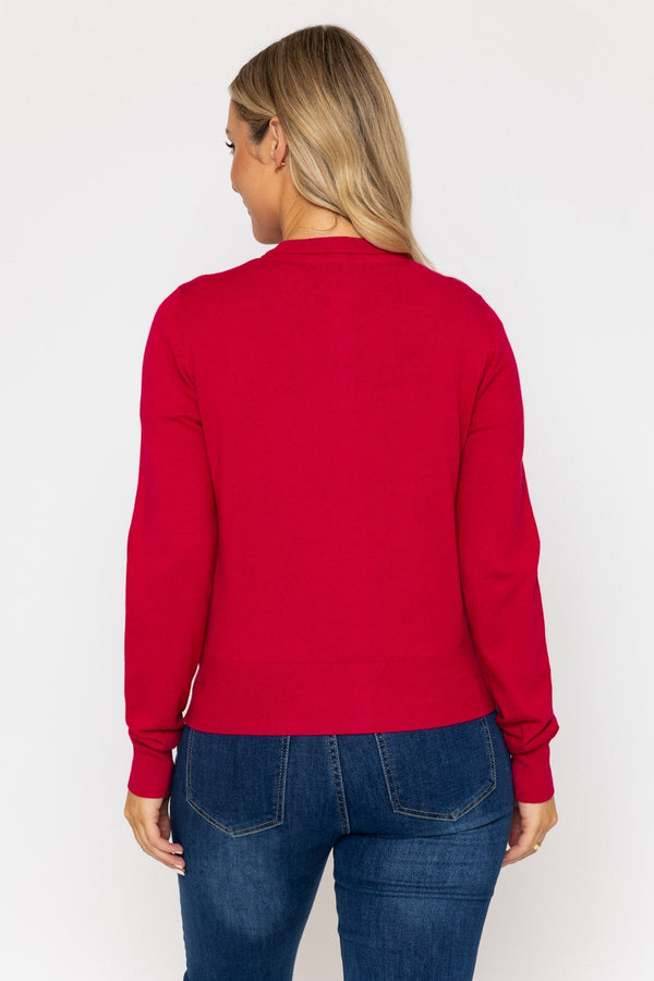 Carraig Donn Pink Fine Gauge Crew Neck Cardigan