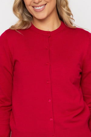 Carraig Donn Pink Fine Gauge Crew Neck Cardigan