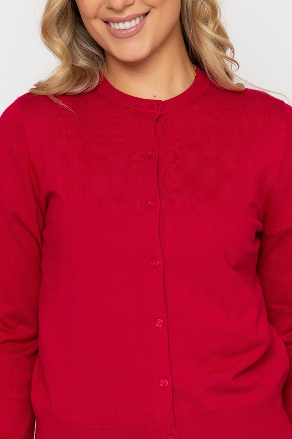 Carraig Donn Pink Fine Gauge Crew Neck Cardigan